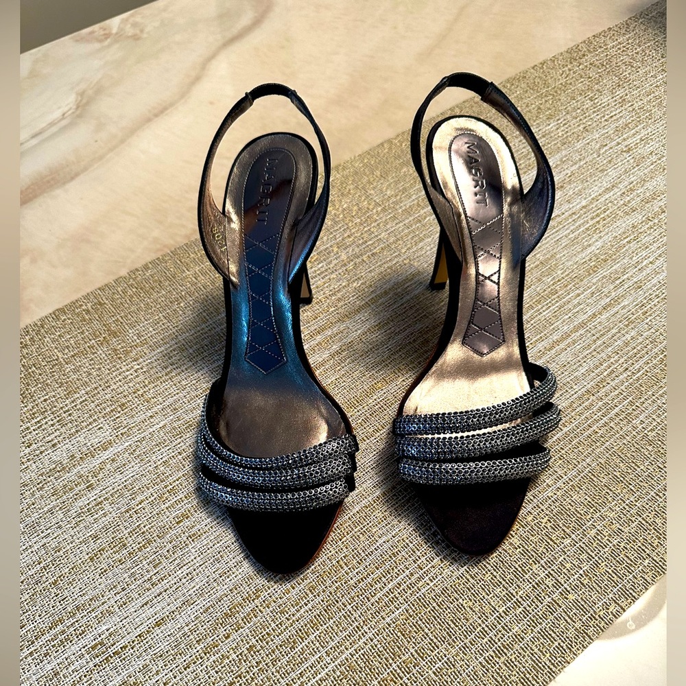 Magrit satin and crystal sandal. Worn twice